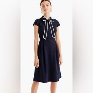 Jcrew navy and white tie neck dress NEW never worn